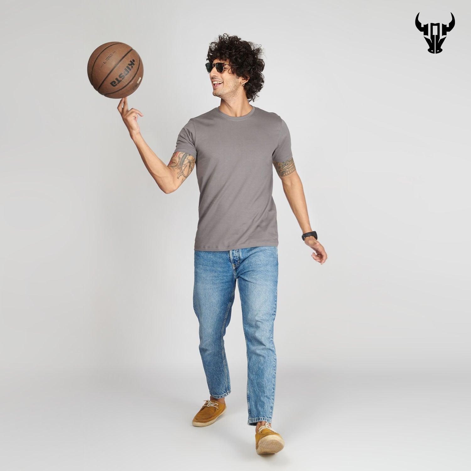 Steel Grey Men's Half Sleeve T-Shirt - House Of Hustlers