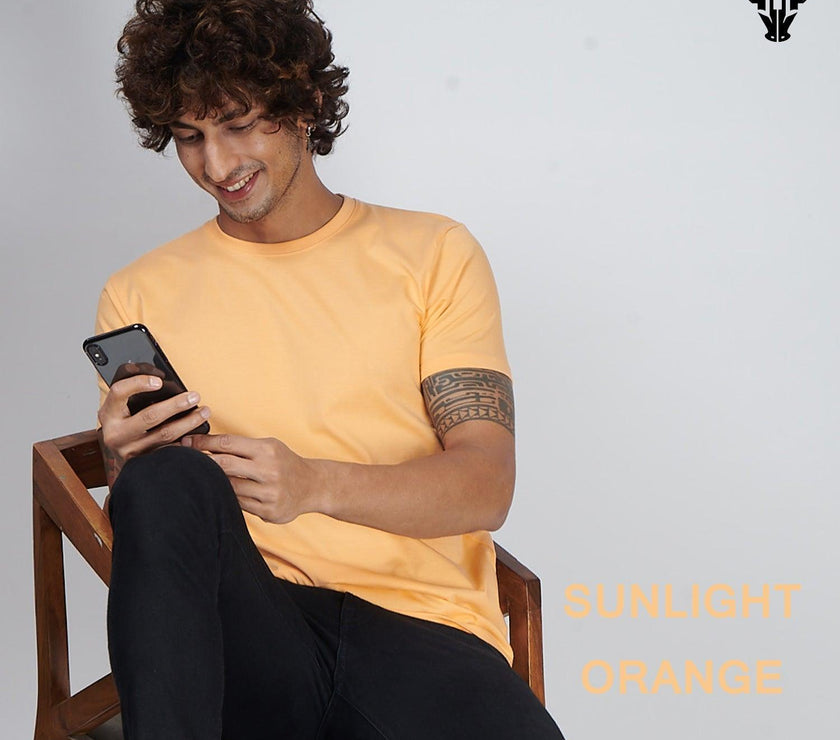 Sunlight Orange Men's Half Sleeve T-Shirt - House Of Hustlers