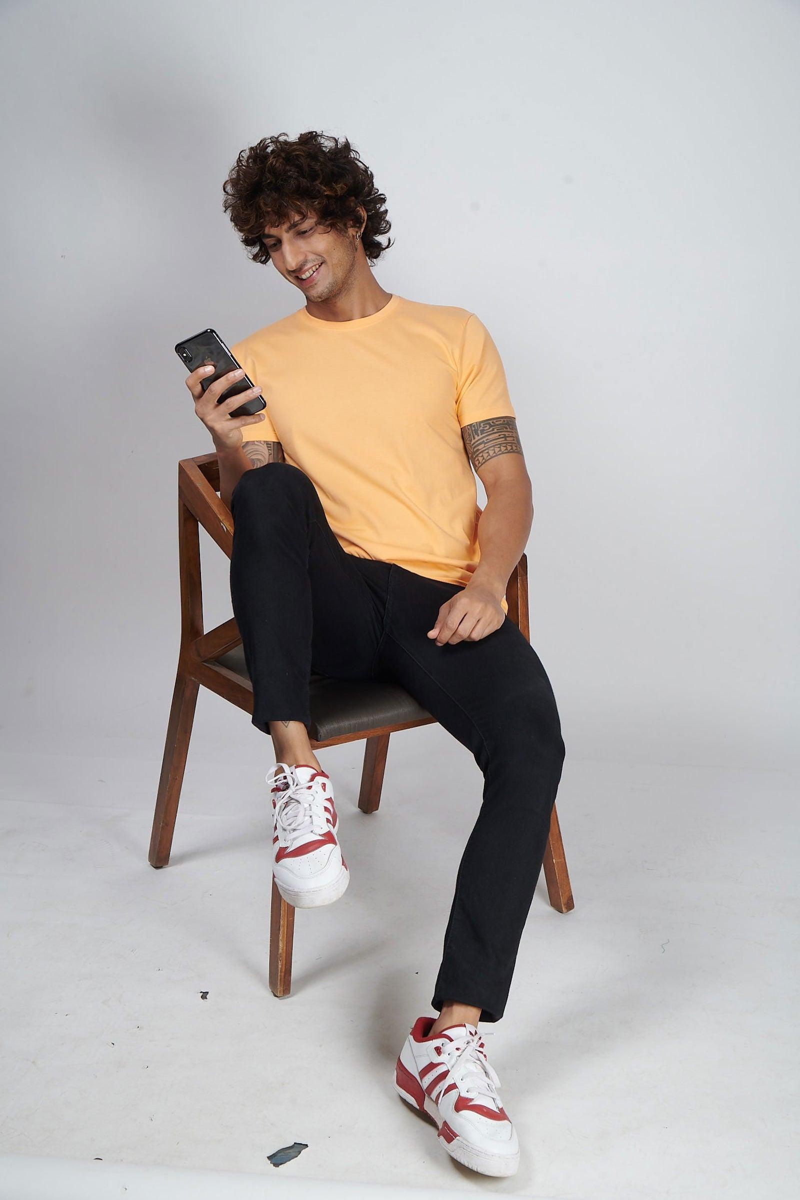 Sunlight Orange Men's Half Sleeve T-Shirt - House Of Hustlers