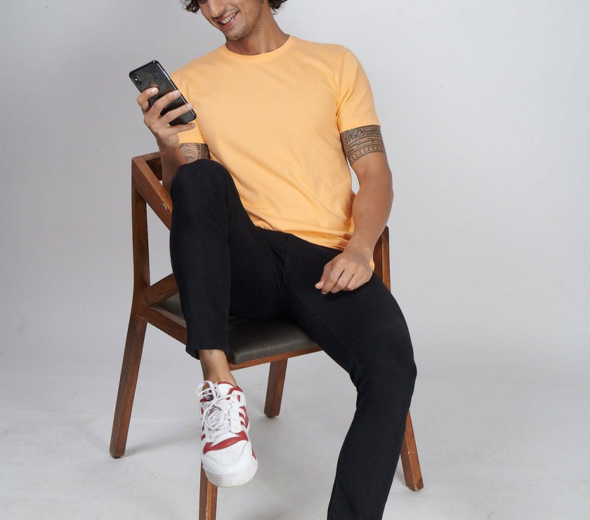 Sunlight Orange Men's Half Sleeve T-Shirt - House Of Hustlers