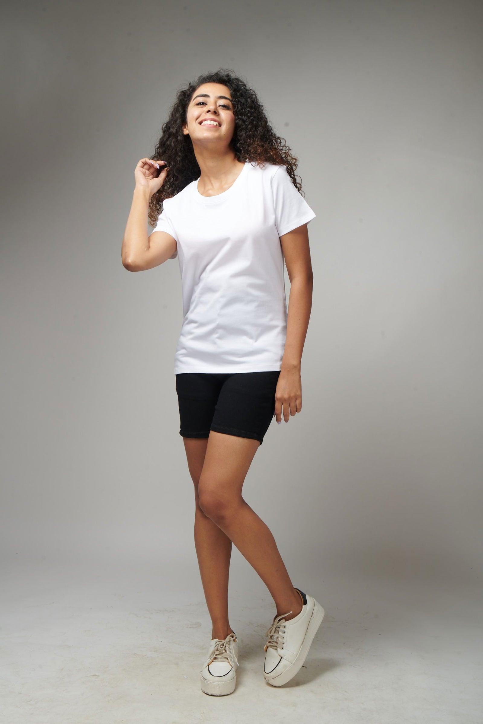 White Women's Half Sleeve T-Shirt - House Of Hustlers